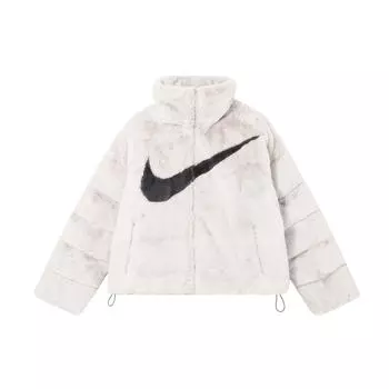 Nike Повседневное плюшевое пальто на молнии с воротником-стойкой и длинными рукавами, женская верхняя одежда светло-красного цвета, древесно-коричневого цвета FN0461-104 L