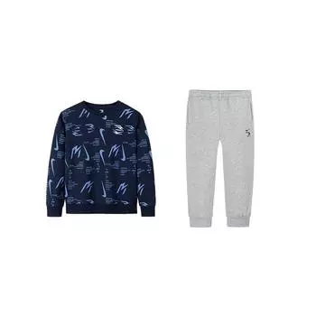 Nike Повседневный спортивный костюм Удобный универсальный топ Дышащие брюки Детские топы, низ Индиго N32512375GS-003 S