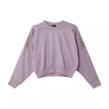 Nike Повседневный трикотажный тренировочный свитшот с коротким рукавом и круглым вырезом, женский свитшот светло-фиолетового цвета DA0449-531 L