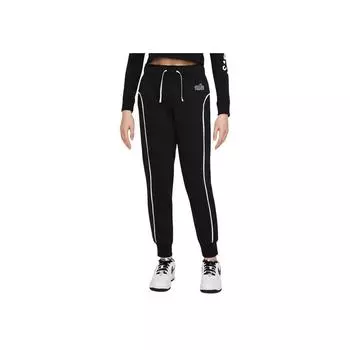 Nike Принт логотипа Повседневные трикотажные спортивные брюки с завязками на манжетах Детские штаны черного цвета DQ8877-010 XS