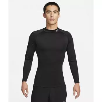 NIKE Pro Dry Fit Фитнес-топ с воротником-стойкой и длинными рукавами M Черный Белый FB7909 010 S