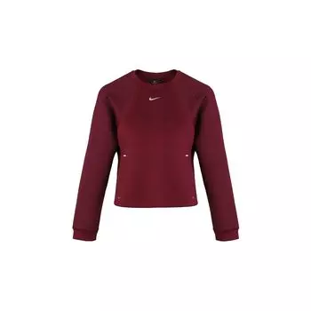 Nike Pro Luxe с коротким рукавом, цветные блоки, дышащая толстовка с круглым вырезом, женская толстовка бордового цвета CU5746-638 S
