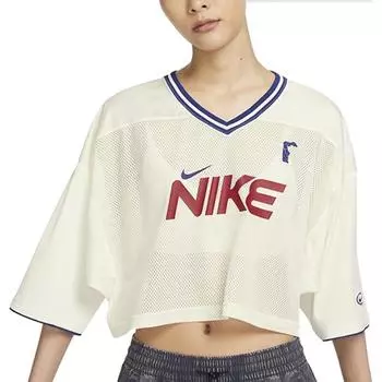 Nike Пуловер с v-образным вырезом, повседневная футболка с коротким рукавом, женские топы, белые HF6288-133 L