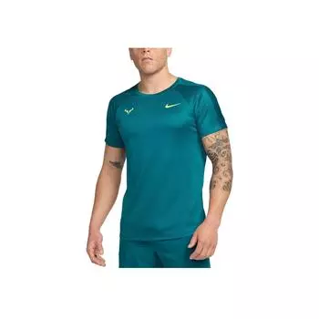 Nike Rafa Challenger Dri-FIT Однотонная футболка-пуловер с круглым вырезом и коротким рукавом с принтом логотипа Мужская одежда Топы Земляной-Синий Вольт DV2887-381 M