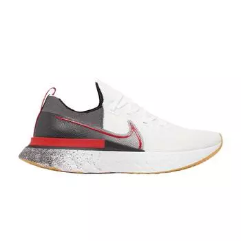 Nike React Infinity Run Flyknit White University Red Мужские кроссовки Black Gum-Light-Brown CW5245-100