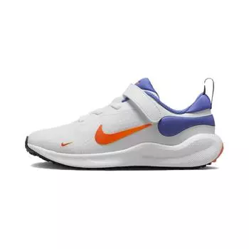 Nike Revolution 7 PS белые астрономические синие оранжевые детские кроссовки Total-Orange Team-Orange FB7690-102 25