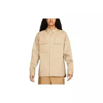 Nike Рубашка поло с длинными рукавами и вышитым логотипом на кармане. Мужские топы цвета хаки DQ6288-247 S