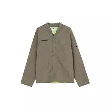 Nike с буквенным принтом и логотипом Бейсбольный воротник Однобортный крой с теплой подкладкой Водостойкое стеганое пальто Мужская верхняя одежда Коричневый FB1909-031 S