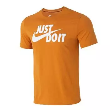 Nike Серия Sports Lifestyle Футболка с круглым вырезом, дышащий пуловер, с коротким рукавом, мужские топы, оранжевый AR5007-815 L