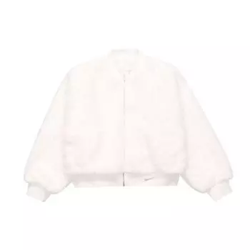 Nike Короткая двухсторонняя повседневная куртка из искусственного меха с воротником-стойкой, женская верхняя одежда, белая FB8693-133 XL
