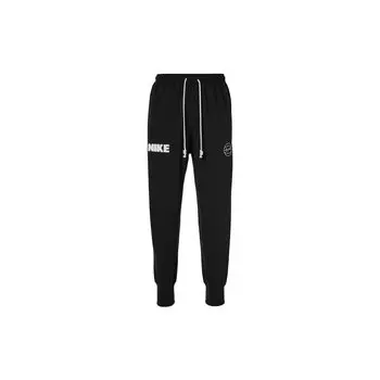 Nike Штаны спортивные мужские Dri-Fit Standard Issue Letter со шнуровкой и манжетами, повседневные, трикотажные, черные FB7118-010 XL