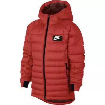 Nike Однотонный пуховик с принтом логотипа и длинными рукавами, детская верхняя одежда, университетский красный 856080-657 L