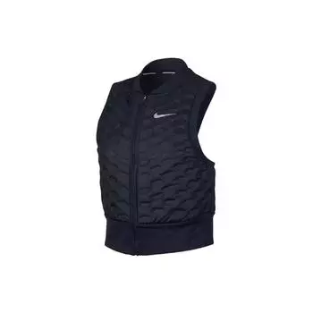 Nike Solid Color Logo Print Zip Sports Жилет Женский жилеты Черный AA3576-010 M