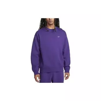 Nike Solo Swoosh Solid Logo Рифленый круглый вырез Свободная спортивная толстовка Мужская толстовка Фиолетовый DX1361-504 XL