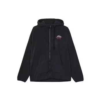 Nike Сплошной цвет с капюшоном на флисовой подкладке Свободная повседневная куртка Мужские куртки Черные FV8452-010 S