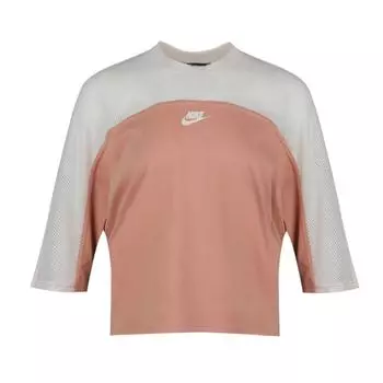 Nike Сплошной логотип с принтом сетки, круглый вырез, американский свитшот с длинным рукавом, женская толстовка, розовый AR2324-605 S