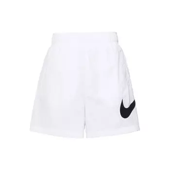 Nike Спортивные повседневные тканые однотонные шорты с большим логотипом и высокой талией, свободные женские шорты белого цвета DM6740-100 XS