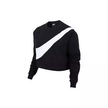Nike Спортивная флисовая толстовка с круглым вырезом Swoosh, женская толстовка, черная CV8654-010 L