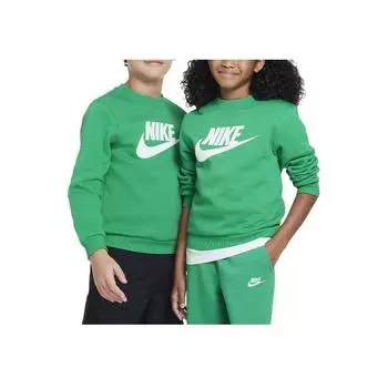 Nike Спортивная флисовая толстовка с логотипом и принтом в рубчик, детская толстовка зеленого цвета FD2992-324 L