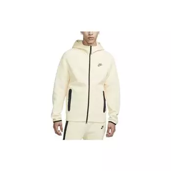 Nike Спортивная флисовая ветровка с капюшоном на молнии цвета кокосового молока/черного цвета для мужчин, уличная одежда FB7921-113 L