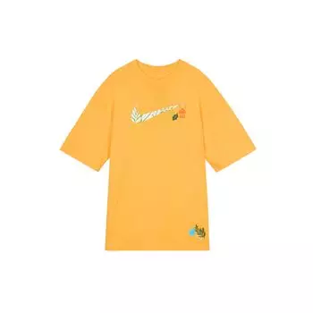 Nike Спортивная футболка с принтом Swoosh Cartoon Vintage Loose Cotton Casual с круглым вырезом и короткими рукавами, спущенными плечами, женская футболка Sundial-Yellow FN3711-717 L