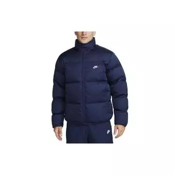 Nike Спортивная клубная хлопковая куртка с длинным рукавом и логотипом, воротником-стойкой, мужские топы, темно-синие FB7368-410 L