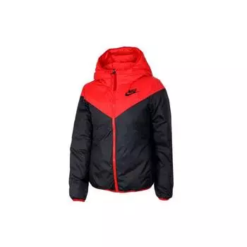 Nike Спортивная куртка Windrunner Down Fill Logo Reverse, теплая, с капюшоном, женская, красная 939439-657 L