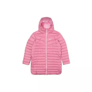 Nike Спортивная куртка Windrunner Down-Fill с капюшоном, однотонная, средней длины, с логотипом, женская, верхняя одежда, розового цвета CU5092-614 L