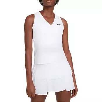 Nike Спортивная майка Court Victory Solid Back Curved Hem V-образным вырезом без рукавов для женщин, белые CV4785-100 XL