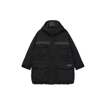 Nike Спортивная одежда Down-Fill City Ready Теплое светоотражающее длинное пальто с несколькими карманами и капюшоном Женская верхняя одежда Черный CZ1142-010 M