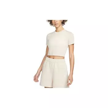 Nike Спортивная одежда Essential Solid Logo Training футболка с коротким рукавом женские топы Sand-Dune-White DD1329-126 XS