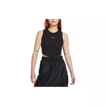 Nike Спортивная одежда Essentials ребристый укороченный топ-топ женский черный FB8280-010 L