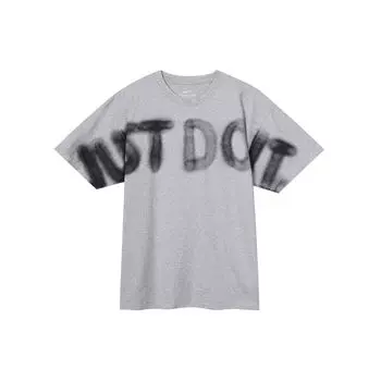 Nike Спортивная одежда Just Do It Граффити Футболка с коротким рукавом с большим логотипом и принтом Мужские топы Светло-серые CU0131-902 L