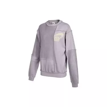 Nike Спортивная одежда Логотип Лоскутная трикотажная кофта с круглым вырезом Женская толстовка Фиолетовый DO6960-521 M