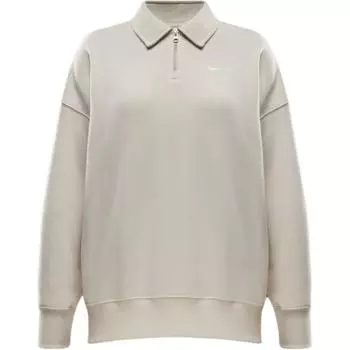 Nike Спортивная одежда Phoenix Fleece Polo с длинным рукавом Свободная толстовка Женская толстовка Светло-коричневая FZ3208-104 S