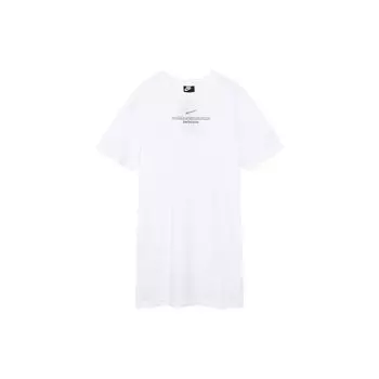Nike Спортивная одежда с большим логотипом Swoosh, круглый вырез, свободный, дышащий, трикотажный, в стиле ретро, спортивный, свитер с коротким рукавом, платье, женские платья, белый цвет CZ9407-100 S