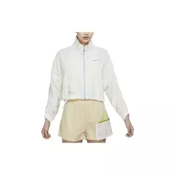 Nike Спортивная одежда с принтом логотипа, тканая куртка с высоким воротником, женская куртка, белая DX6151-133 XXL