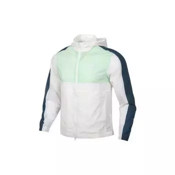 Nike Спортивная одежда с тканым логотипом, компактная куртка с капюшоном, мужские куртки, белый, зеленый, CU4310-133 S