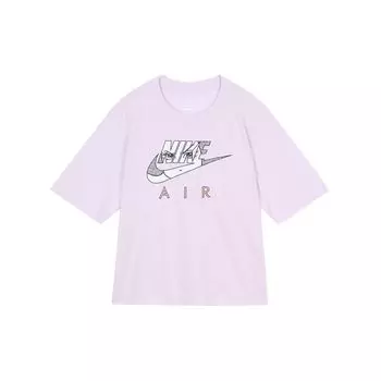 Nike Спортивная одежда, свободная рубашка с большим логотипом, винтажная американская футболка с круглым вырезом и короткими рукавами, женские топы, розовый, фиолетовый DQ3269-530 XL