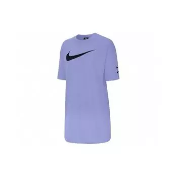 Nike Спортивная одежда Swoosh однотонное круглое шея спортивное платье с коротким рукавом женские платья синее CJ3830-569 M