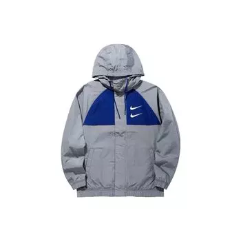Nike Спортивная одежда Swoosh с двойным крючком, ветрозащитная тканая куртка, мужские куртки серого цвета CJ4889-073 S
