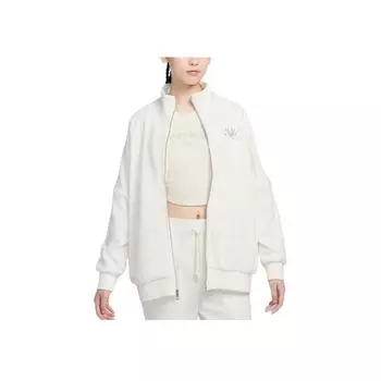 Nike Спортивная одежда, удобная спортивная куртка в стиле ретро со стоячим воротником на молнии, женские куртки, парусно-белый HQ7977-133 S