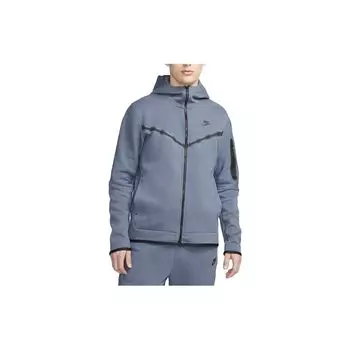 Nike Спортивная техническая флисовая толстовка с капюшоном на молнии, размытая синяя мужская уличная одежда CU4489-491 M