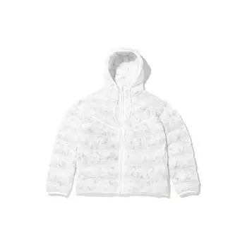 Nike Спортивная теплая куртка с капюшоном с мраморным узором, зимняя женская куртка белого цвета CZ1908-121 L