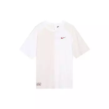 Женская футболка с принтом логотипа Nike, спортивная, для тренировок, повседневная, в американском ретро-стиле, с круглым вырезом, с коротким рукавом, со спущенным плечом, топы, белая, FQ0366-030 S