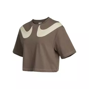 Nike Спортивная укороченная футболка с логотипом Swoosh, женские топы, коричневый цвет DD5591-004 XL