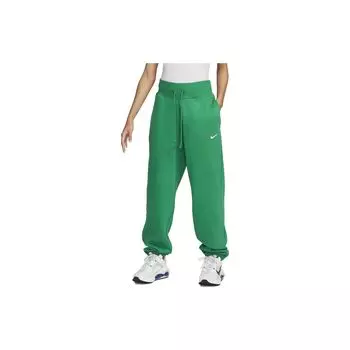 Nike Спортивные брюки с высокой талией и завязками на шнурке, с однотонным логотипом, женские плавки, зеленые DQ5887-365 XXL