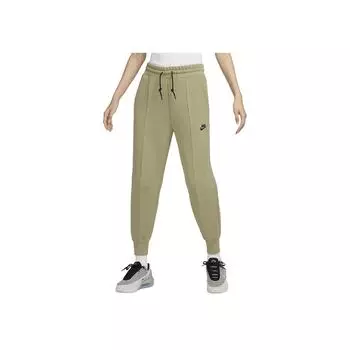 Nike Спортивные джоггеры женские из флиса, однотонные, на шнурке, повседневные, зауженные, трикотажные, оливково-зеленые FB8331-276 XS