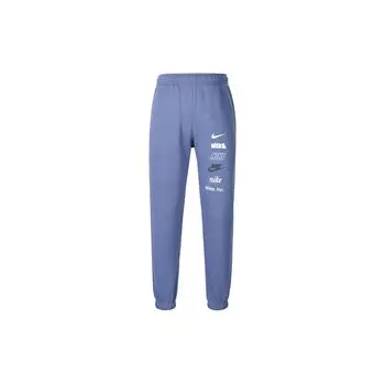 Nike Спортивные спортивные штаны с надписью «Logo Letter» из флиса, теплые, с манжетами, трикотажные, мужские, синие DX0796-491 L