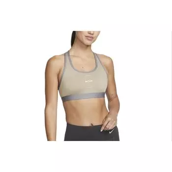 Nike Спортивный бюстгальтер с цветными блоками и круглым вырезом, женское нижнее белье цвета хаки FN7253-247 S